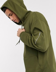 Oversized-худи цвета хаки с карманом MA1 ASOS DESIGN-Зеленый