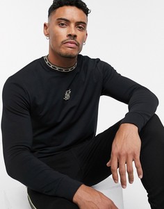 Черный лонгслив с золотистой лентой SikSilk