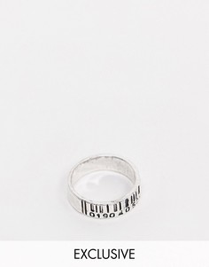 Серебристое кольцо со штрихкодом Reclaimed Vintage inspired эксклюзивно на ASOS-Серебряный