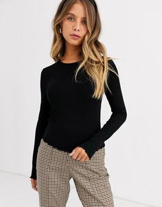Черный топ в рубчик Miss Selfridge