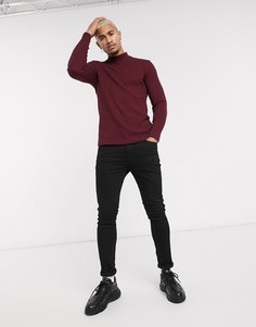 Бордовая водолазка из вафельного трикотажа Bershka-Красный