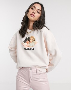 Светло-розовый свитшот с принтом ангелов в винтажном стиле Fiorucci