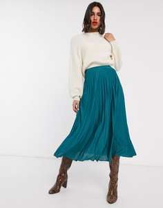 Плиссированная юбка миди ASOS DESIGN-Синий