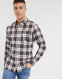 Светло-бежевая хлопковая рубашка в клетку Jack & Jones Originals-Бежевый