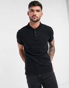 Черное обтягивающее поло в рубчик New Look-Черный