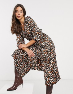 Платье миди с абстрактным звериным принтом Vero Moda-Мульти