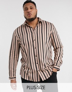 Рубашка с длинными рукавами в черную и розовую полоску Big & Tall-Розовый River Island
