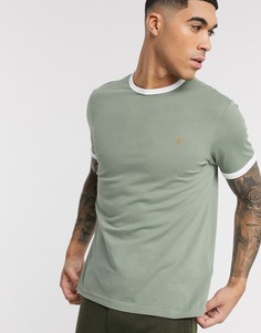 Зеленая узкая футболка с контрастной отделкой Farah-Зеленый