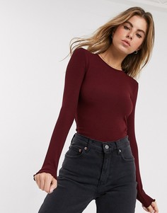 Бордовый топ в рубчик Miss Selfridge-Красный
