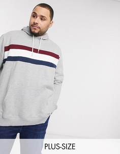 Худи серого цвета со вставкой Burton Menswear Big & Tall-Серый