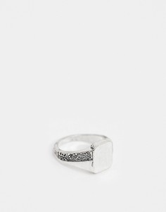 Фактурное кольцо-печатка ASOS DESIGN-Серебряный