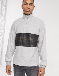 Серый джемпер с клетчатой вставкой Topman
