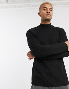 Черный джемпер с высоким воротом Bershka
