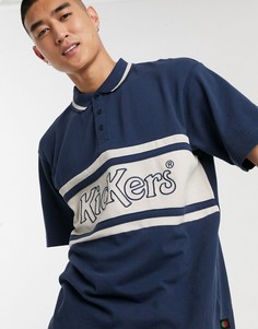 Синее поло с короткими рукавами и логотипом Kickers-Синий