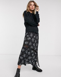 Юбка с цветочным принтом Miss Selfridge-Черный