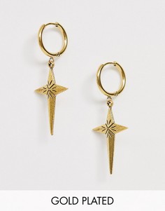 Позолоченные серьги-кольца с крестом Regal Rose-Золотой