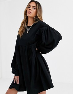Oversized-платье мини с длинными рукавами ASOS DESIGN-Черный