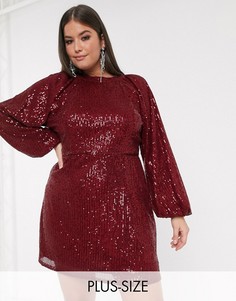Красное платье с объемными рукавами и пайетками Missguided Plus-Красный
