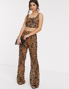 Широкие брюки с леопардовым принтом от комплекта In The Style x Meg Kylie-Мульти