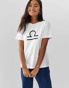 Футболка с принтом в виде знака зодиака ASOS DESIGN-Белый