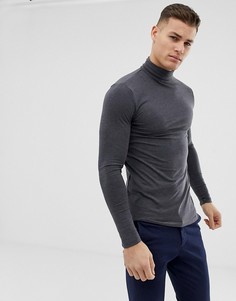 Темно-серая трикотажная обтягивающая водолазка ASOS DESIGN-Серый