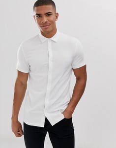 Белая трикотажная рубашка обтягивающего кроя ASOS DESIGN-Белый