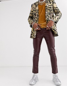 Темно-красные виниловые джинсы скинни ASOS DESIGN-Красный