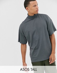 Черная трикотажная oversized-водолазка ASOS DESIGN Tall-Серый