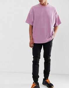 Черные брюки карго скинни с манжетами ASOS DESIGN-Черный