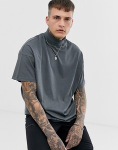 Черная трикотажная oversized-водолазка ASOS DESIGN-Серый