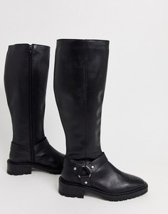 Черные кожаные сапоги ASOS DESIGN Curious-Черный