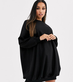 Трикотажное oversized-платье мини ASOS DESIGN Petite-Черный