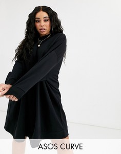 Трикотажное oversized-платье мини ASOS DESIGN Curve-Черный