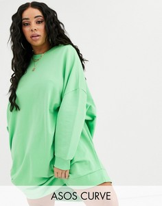 Трикотажное oversized-платье мини ASOS DESIGN Curve-Зеленый