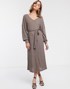 Oversized-платье миди с длинными рукавами ASOS DESIGN-Желтый