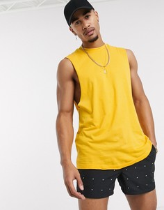 Желтая органическая футболка без рукавов с глубокими проймами ASOS DESIGN-Желтый