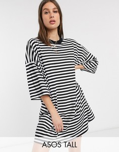 Платье-футболка в стиле oversized в полоску ASOS DESIGN Tall-Мульти