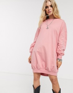 Трикотажное oversized-платье мини ASOS DESIGN-Розовый