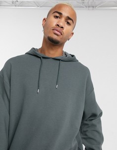 Oversized-худи в рубчик серого цвета ASOS DESIGN-Черный