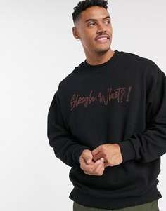 Новогодний oversized-свитшот с надписью \"Sleigh what\" из страз ASOS DESIGN-Черный