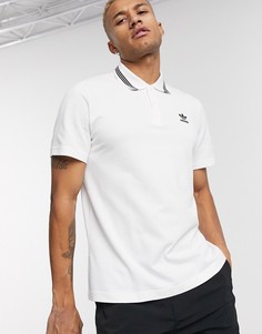 Белое поло с маленьким логотипом adidas Originals-Белый