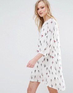 Платье-туника с принтом кактусов Liquorish-Белый
