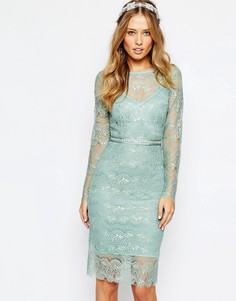 Свадебное платье мятного цвета с отделкой на поясе Body Frock-Зеленый