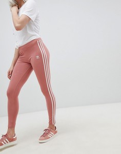 Розовые леггинсы с тремя полосками adidas Originals-Розовый