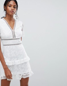 Платье с кружевной отделкой Liquorish-Белый