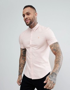 Розовая приталенная оксфордская рубашка с короткими рукавами Farah Brewer-Розовый