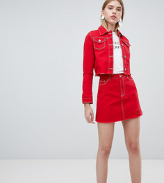 Джинсовая юбка-трапеция с необработанным краем Urban Bliss-Красный
