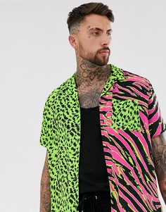 Фестивальная рубашка свободного кроя со звериным принтом ASOS DESIGN mix and match-Зеленый