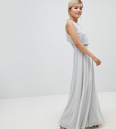 Платье макси с кроп-топом и отделкой ASOS DESIGN Petite-Серый