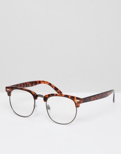 Очки в стиле ретро с черепаховой оправой и прозрачными стеклами AJ Morgan-Коричневый